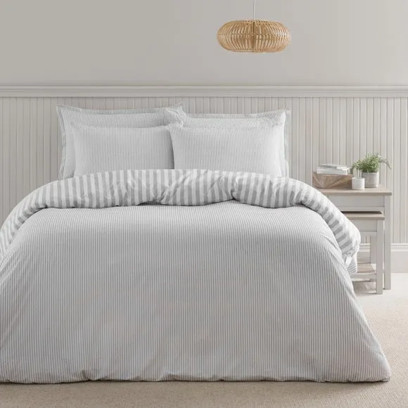 Durham Textured Stripe 100% Cotton Duvet Cover & Pillowcase Set 2