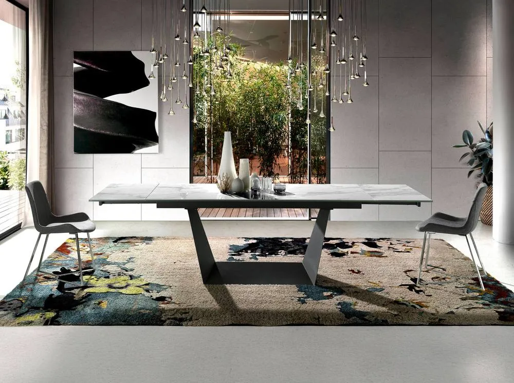 Angel Cerda Extendable Dining Table, Porcelain Marble Top, Black 4