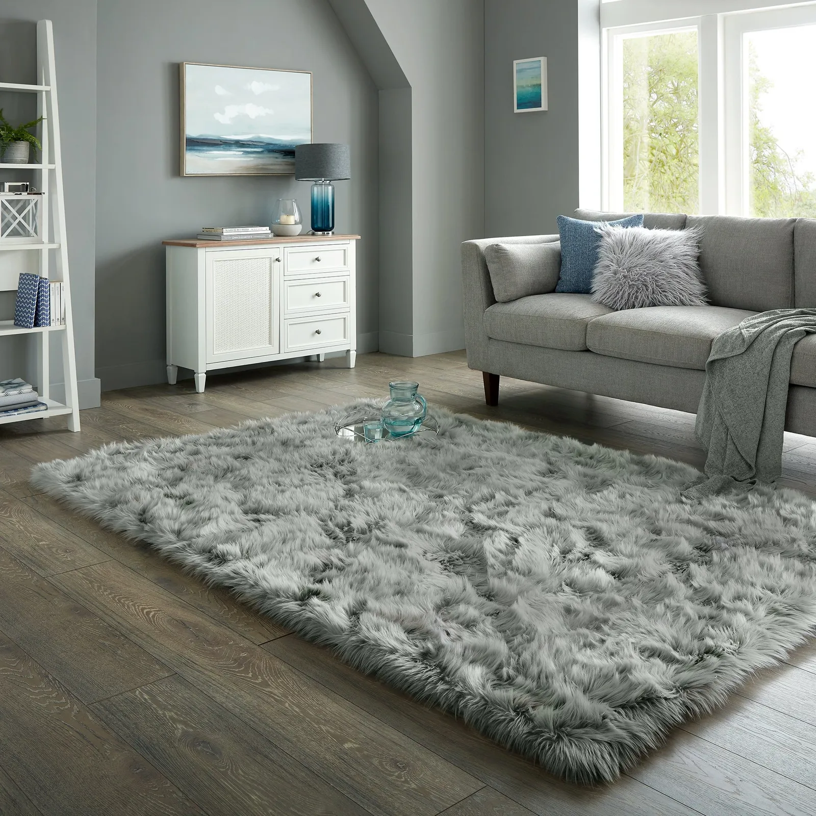 Faux Sheepskin Rug Grey