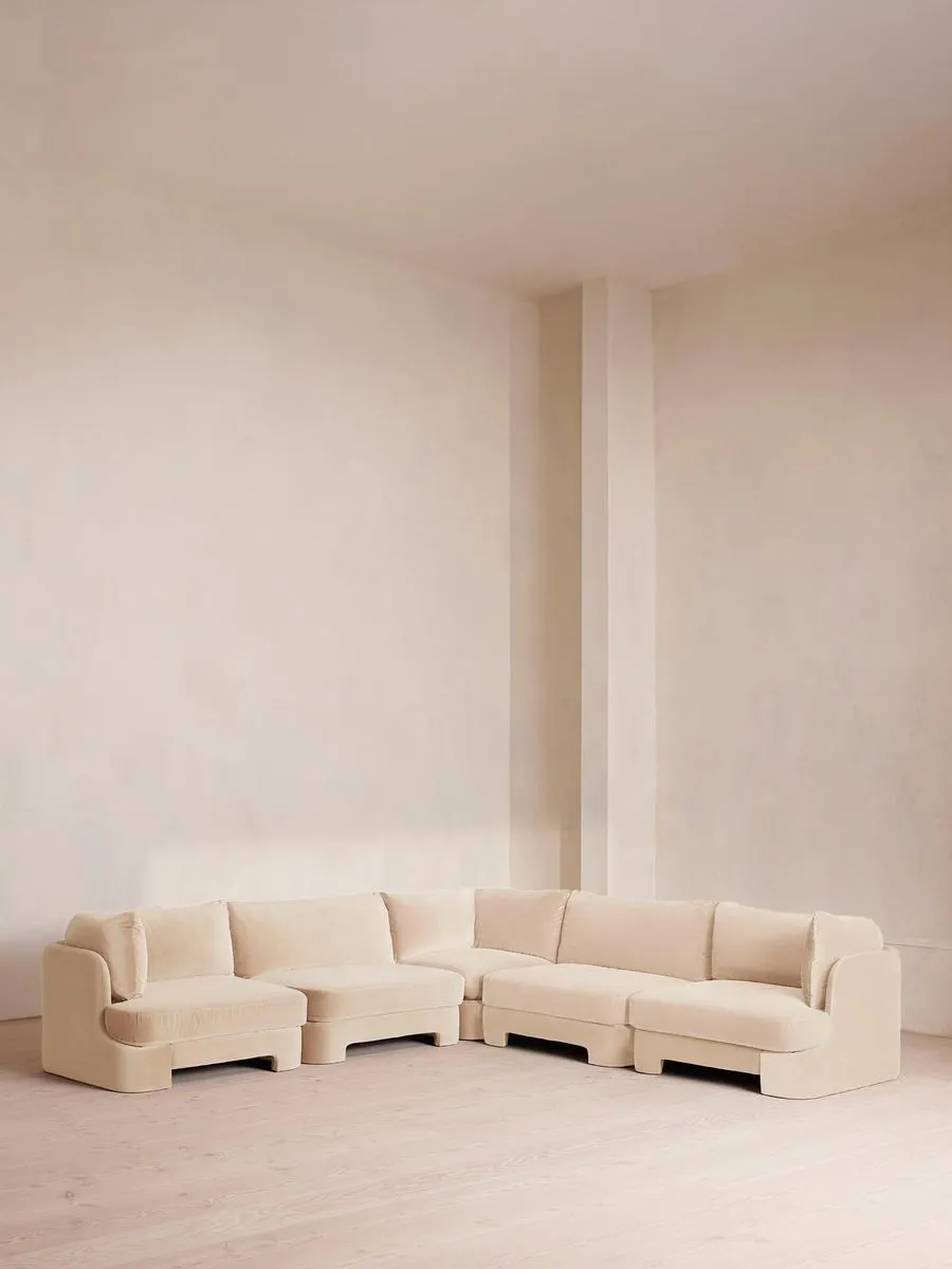 Odell Deeper Sit Modular Sofa, Corner Sofa, Velvet Porcelain