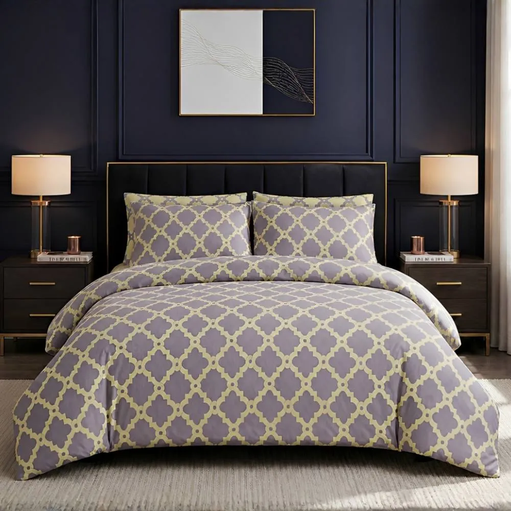 Pamposh Duvet Cover Set Reversible Quilt Covers Luxury Bedding Sets in Yellow