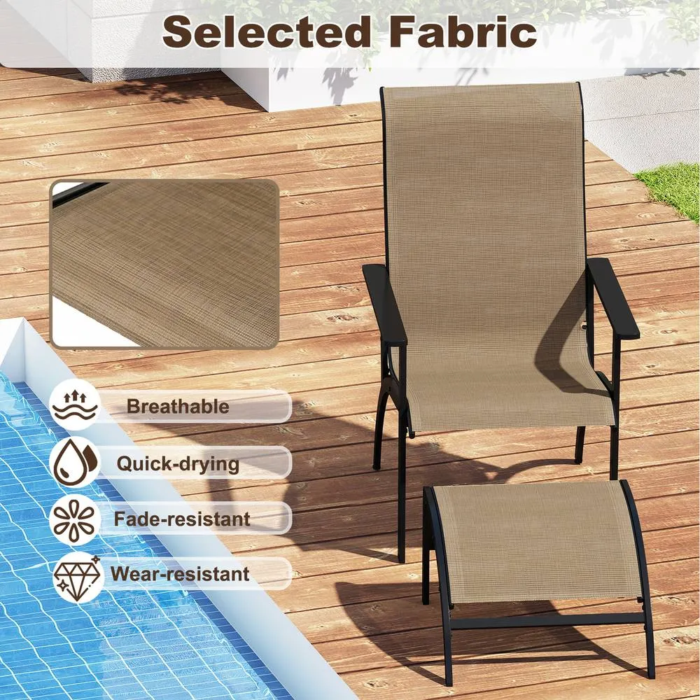 Costway 5 Pieces Adirondack Chair Set with Ottomans & Side Table-Coffee in Brown 5