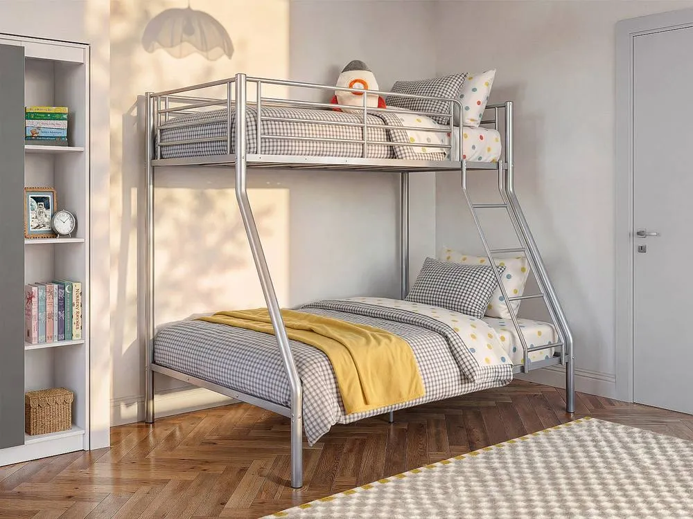 Vente-unique Bunk Beds - 90 & 140 X 190 Cm - Steel - Silver - ELEVATIO IV 3