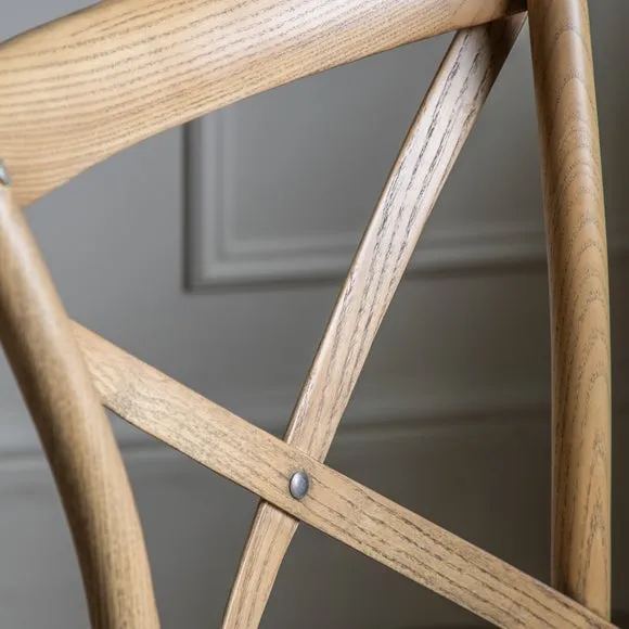 Cannock Set of 2 Dining Chairs, Oak & Rattan 3