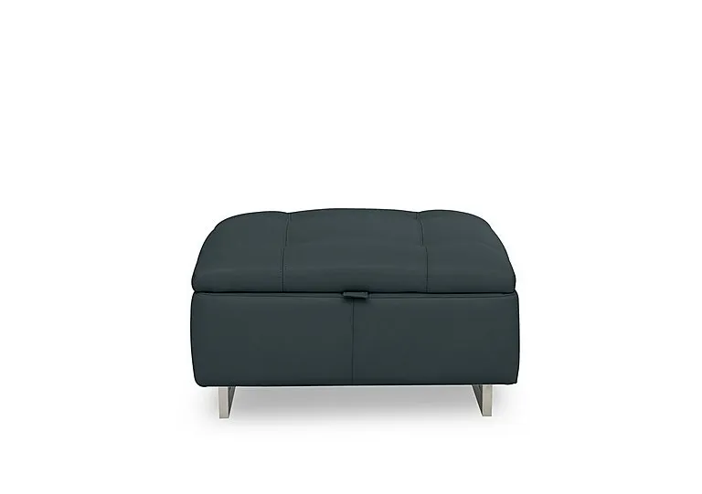 Moet Large Leather Storage Footstool - Peacock