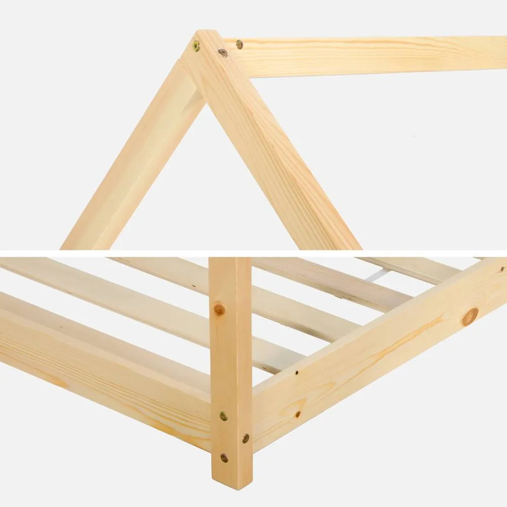 sweeek Children's hut bed in natural pine, bed base included in Beige 6