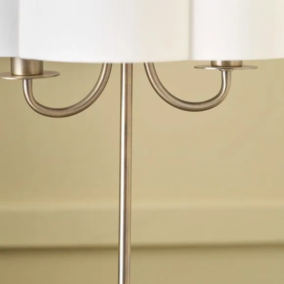 Pacific Lifestyle Seraphine Matt Metal and White Faux Silk Scallop Shaded Table Lamp 4