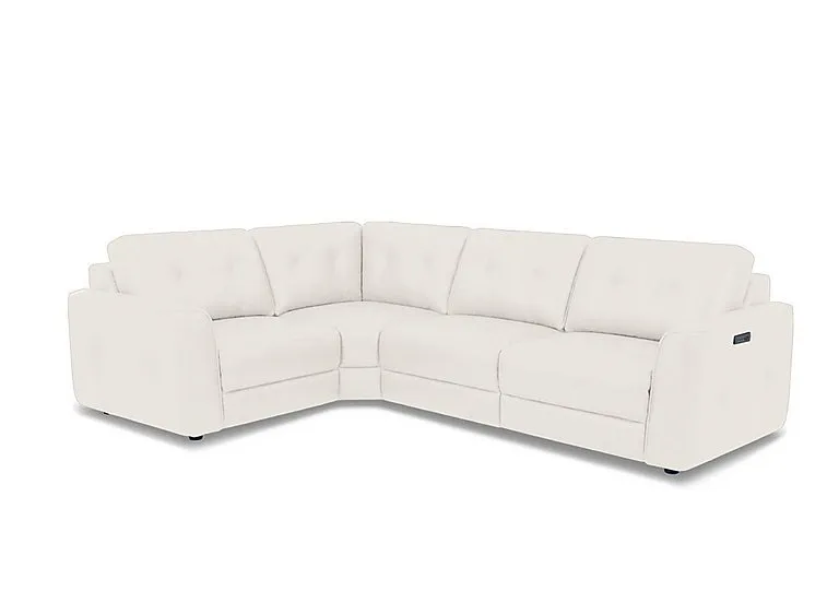 Drift Small Leather Power Glider Left Hand Facing Corner Sofa - BV Star White - Sofas and Armchairs - In Time for Christmas