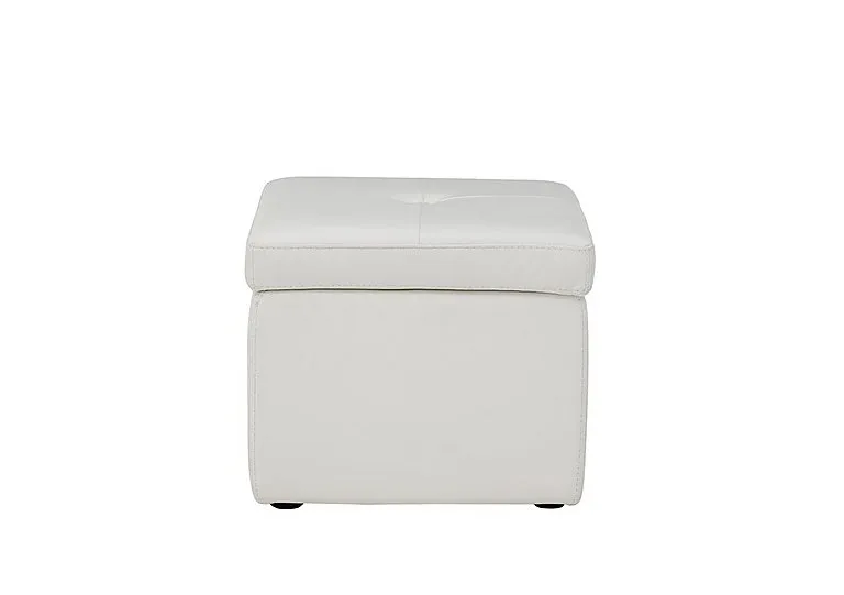 Easy Tray Leather Storage Footstool - BV Star White