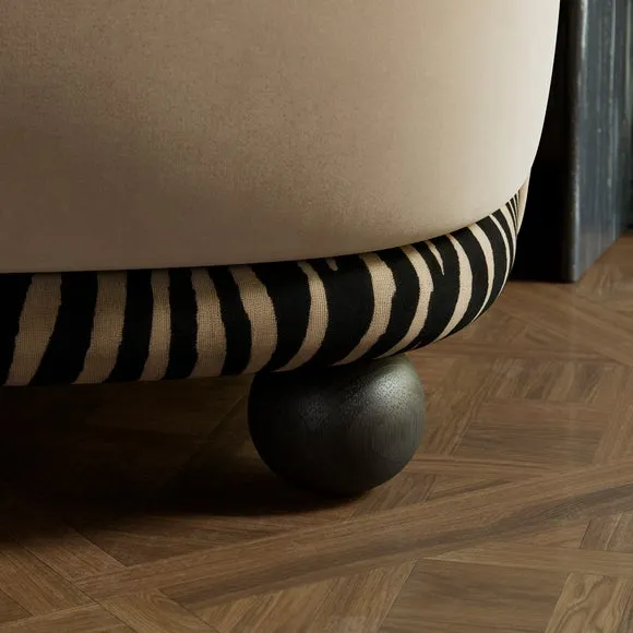 Amina Cut Velvet Zebra Print Ball Foot Tub Chair 5