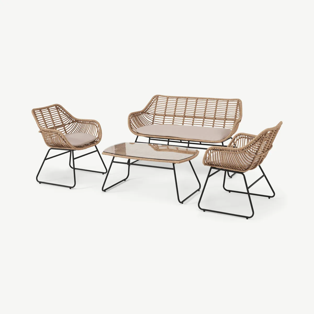 Tamika Garden Lounge Set, Natural & Cream