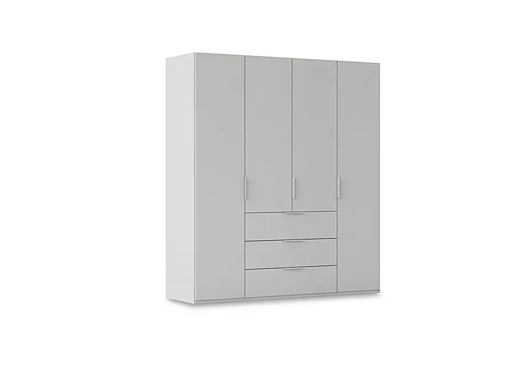 Haven 201cm 4 Door Combi Wardrobe with Décor Doors - Silk Grey/Silk Grey Front