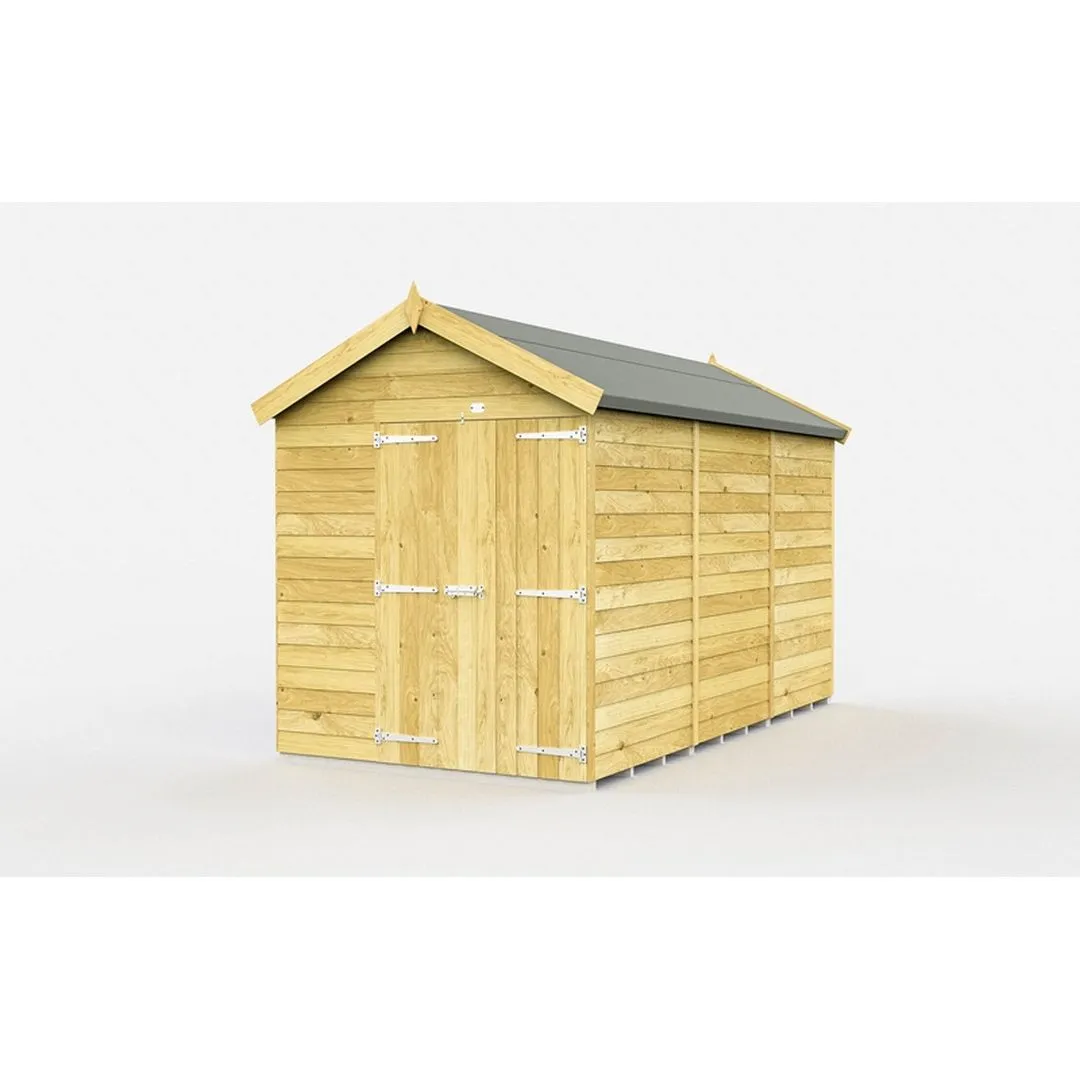 Buttercup Farm 7 x 12 Feet Apex Shed - Double Door W/O Window - L358 x W214 x H217 cm in Brown