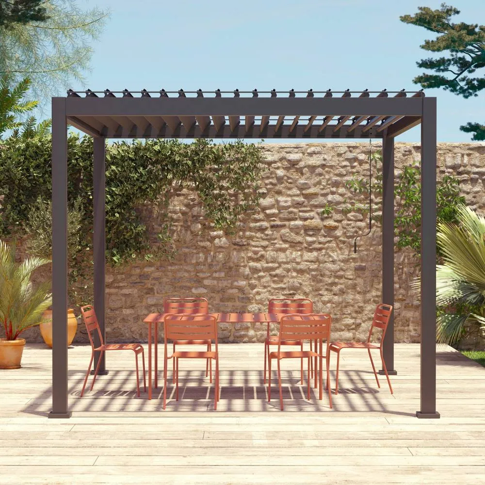 sweeek Louvered pergola aluminium 3 x 3m V2 in Dark Grey 4