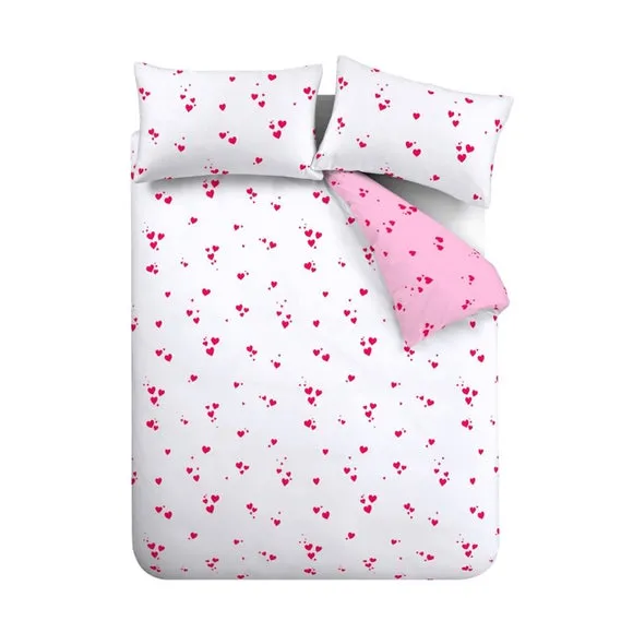 Catherine Lansfield Seersucker Heart Reversible Duvet Cover & Pillowcase Set 6