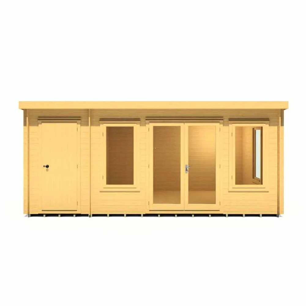 Shires Elm 10 x 17 Feet Log Cabin in 19 mm Logs - L509 x W299 x H225 cm in Light Brown