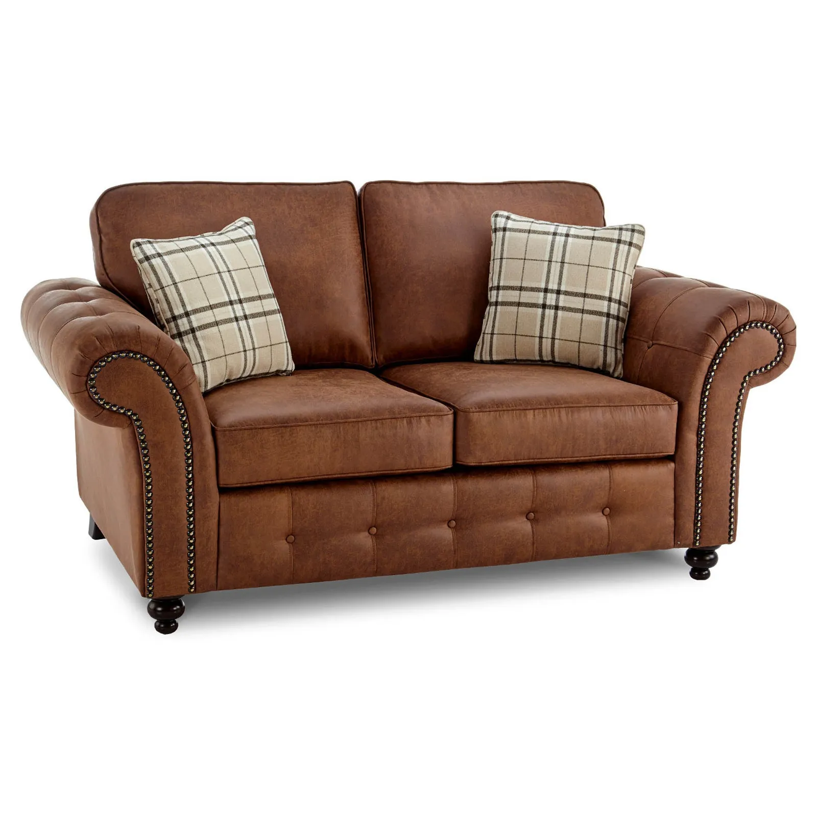 Oakland Faux Leather 2 Seater Sofa Brown
