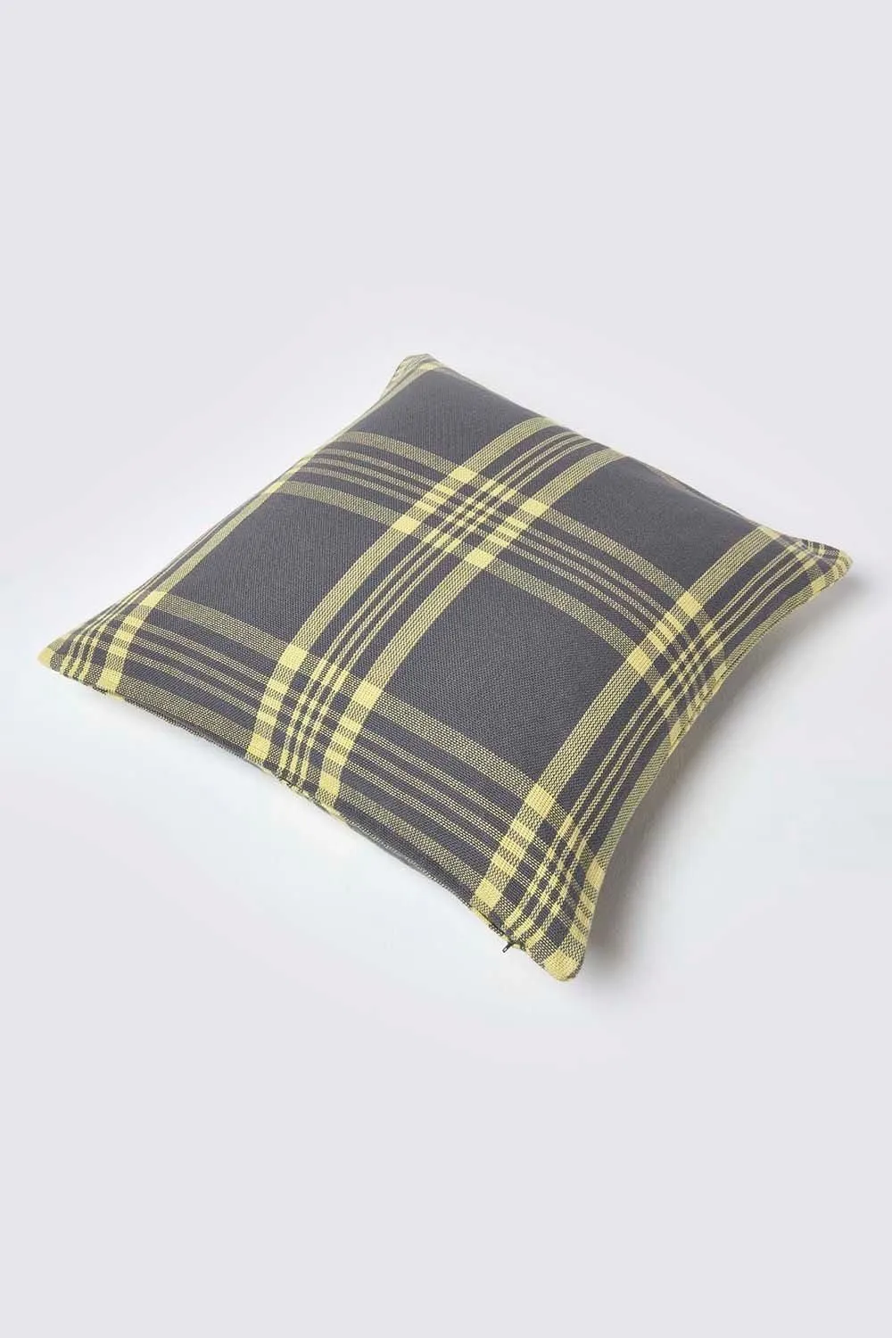 Homescapes Tartan Pattern Cushion Cover in Yellow 4