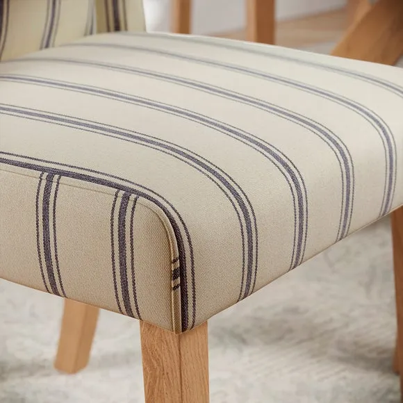 Oswald Set of 2 Dining Chairs, Folkstone Blue Stripe 4