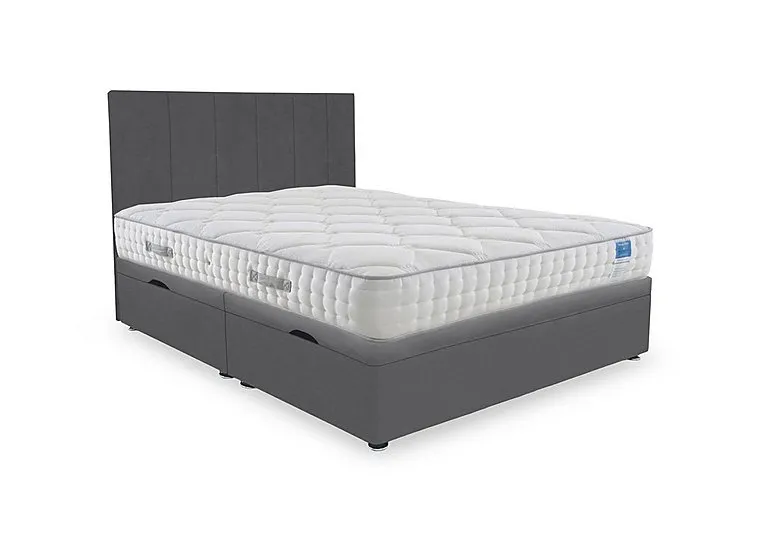 Memory Luxe Side Lift Ottoman Divan Set - Super King - Plush Dark Grey
