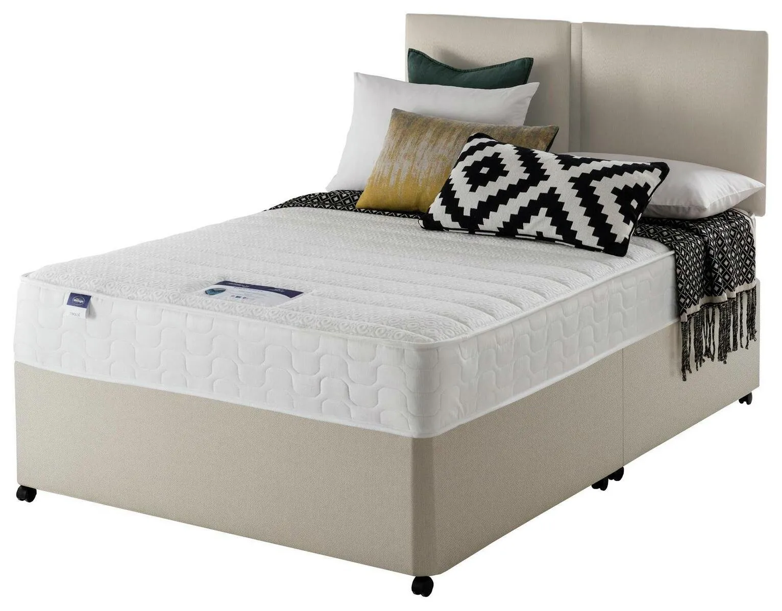 Silentnight Hatfield Memory Foam Small Double Divan Bed-Sand