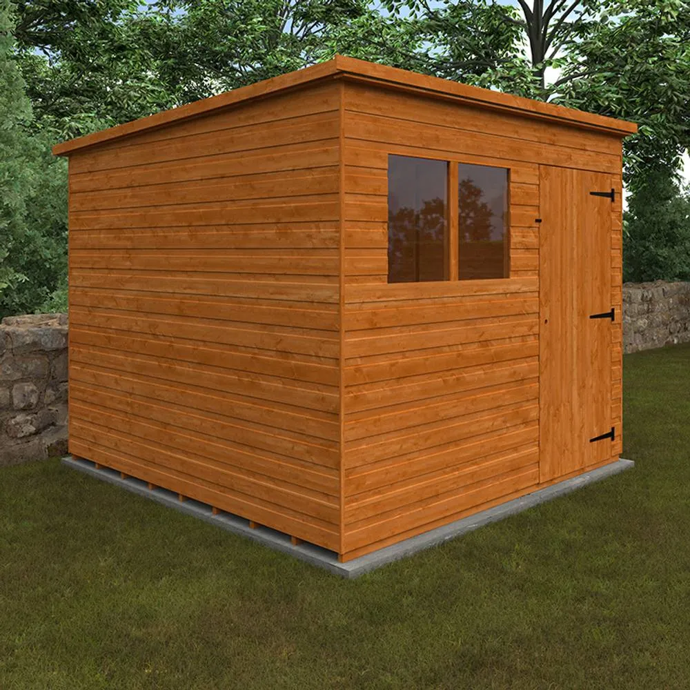 Buttercup Farm 8 x 8 Feet Super Pent 12mm Shed - Solid Wood/Softwood/Pine in Burnt Orange 2