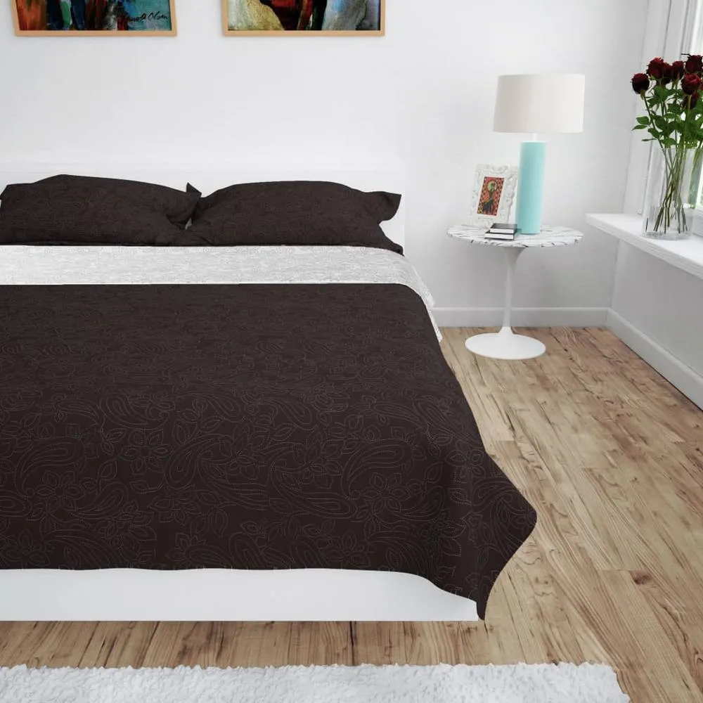 Berkfield Home Double-sided Quilted Bedspread 220x240 cm Cream & Brown in Dark Brown
