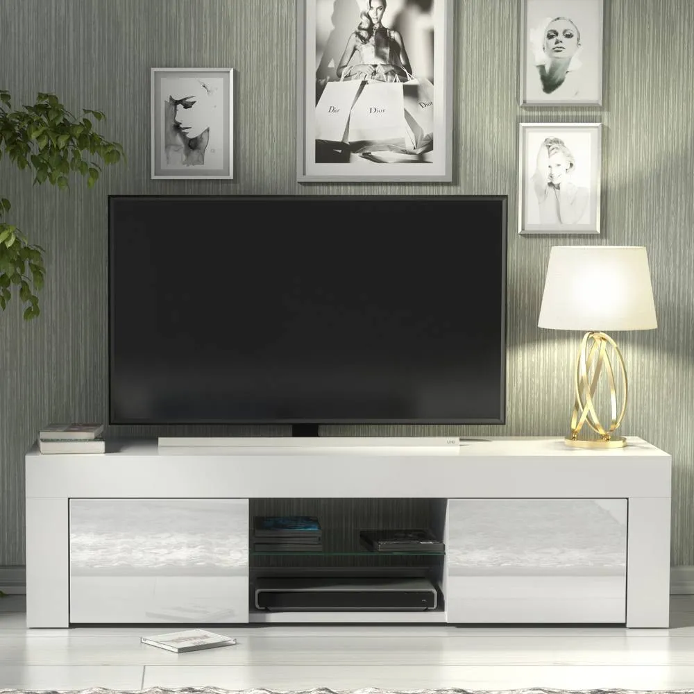 Creative Furniture Loom TV Unit 130cm - White with Gloss Doors