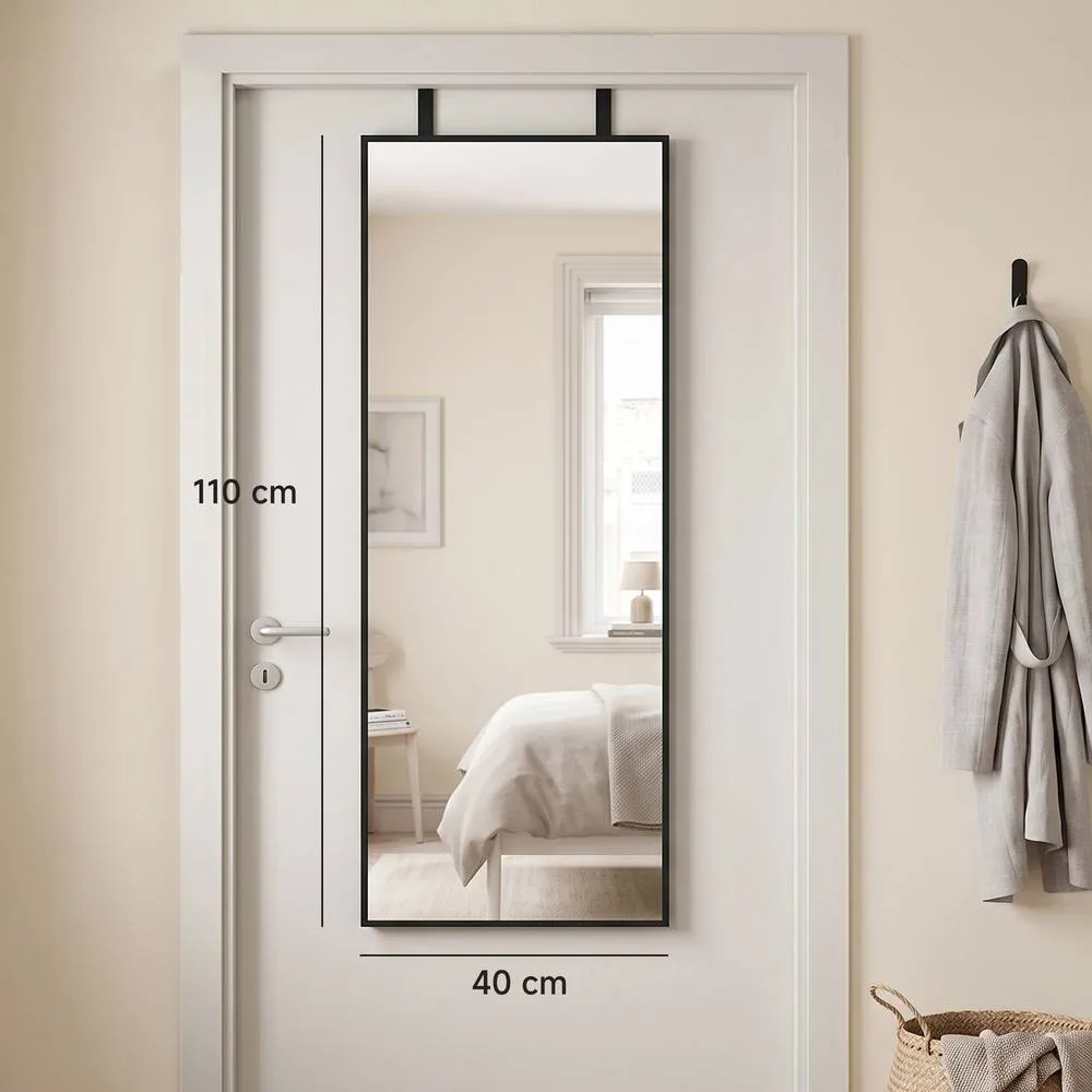 HOMCOM 40 x 110 cm Full Length Wall Mirror with Adjustable Hooks, Black 3