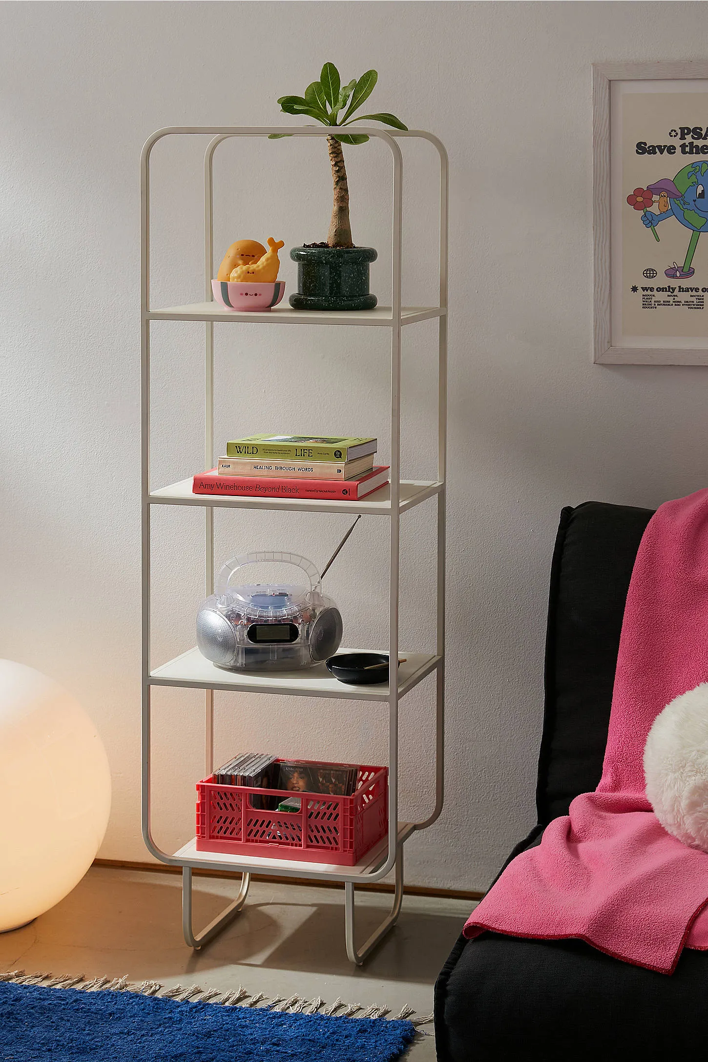 Alana White Narrow Bookcase - White