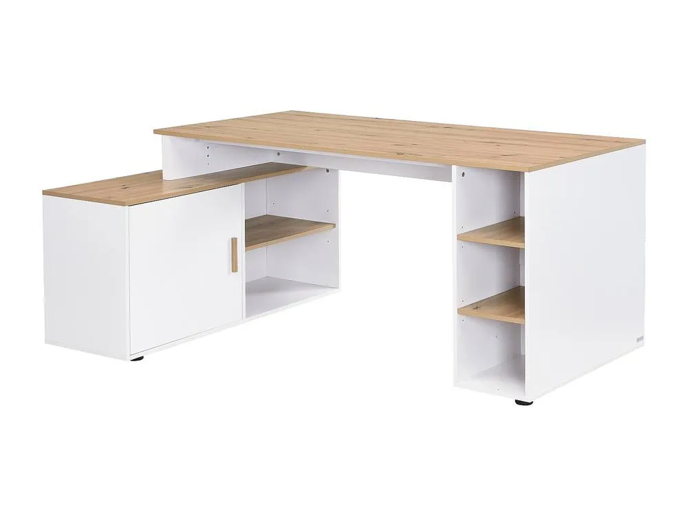 Vente-unique Corner Desk With Storage - MDF - White & Natural - ROMIARA in Light Oak 4