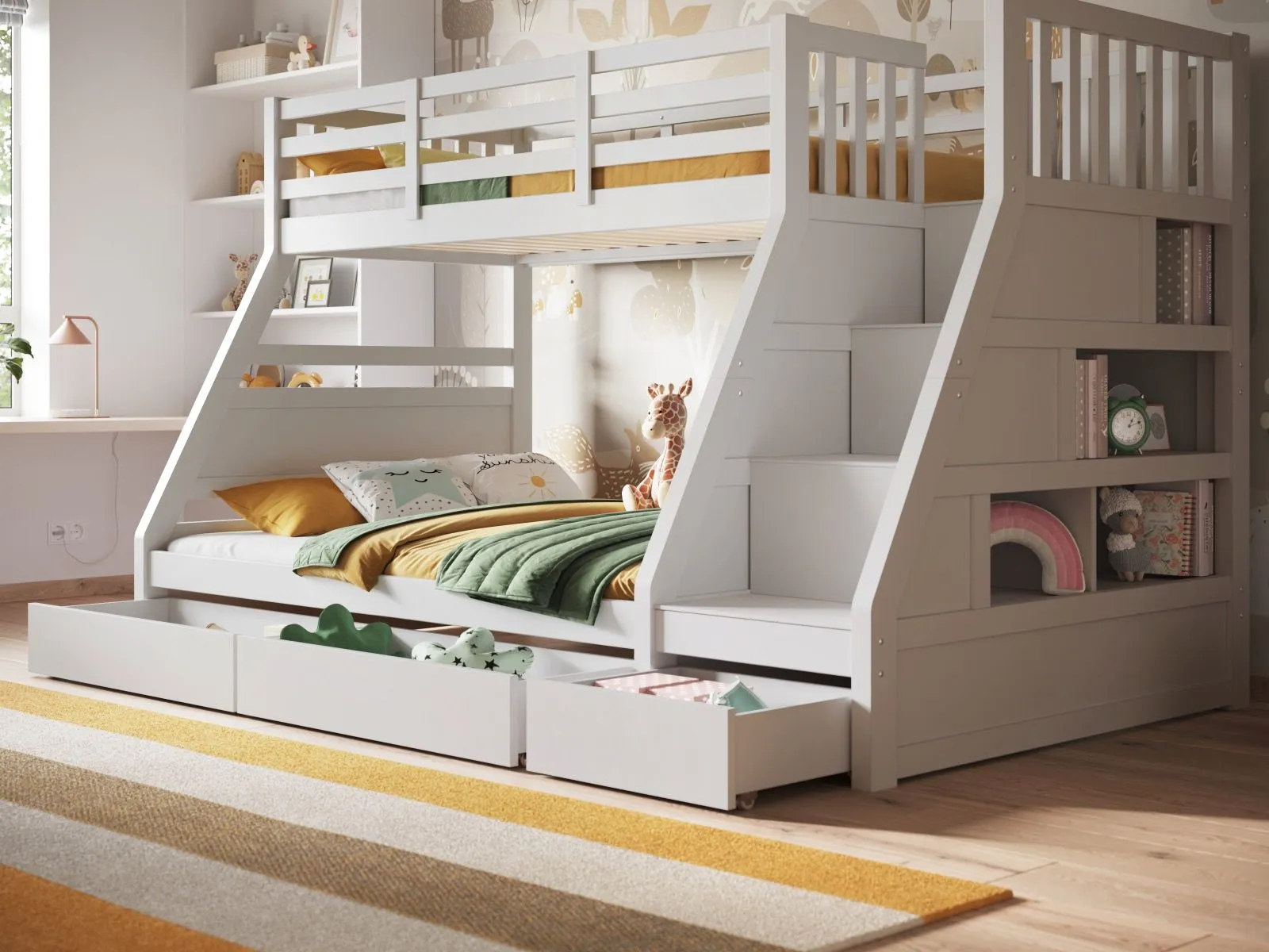 Flair Lunar Wooden Triple Bunk Bed in White 5