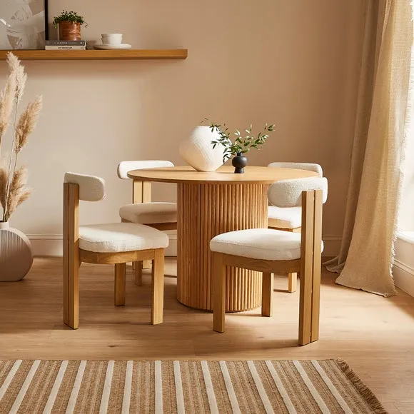 Lovato Dining Chair Stained Oak, Ivory Boucle 2