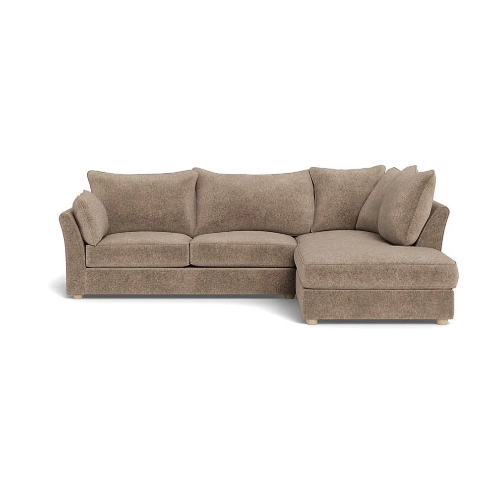 Heal's Tailor Right Hand Facing Corner Sofa Boucle Velvet Rocky Natural Feet 1