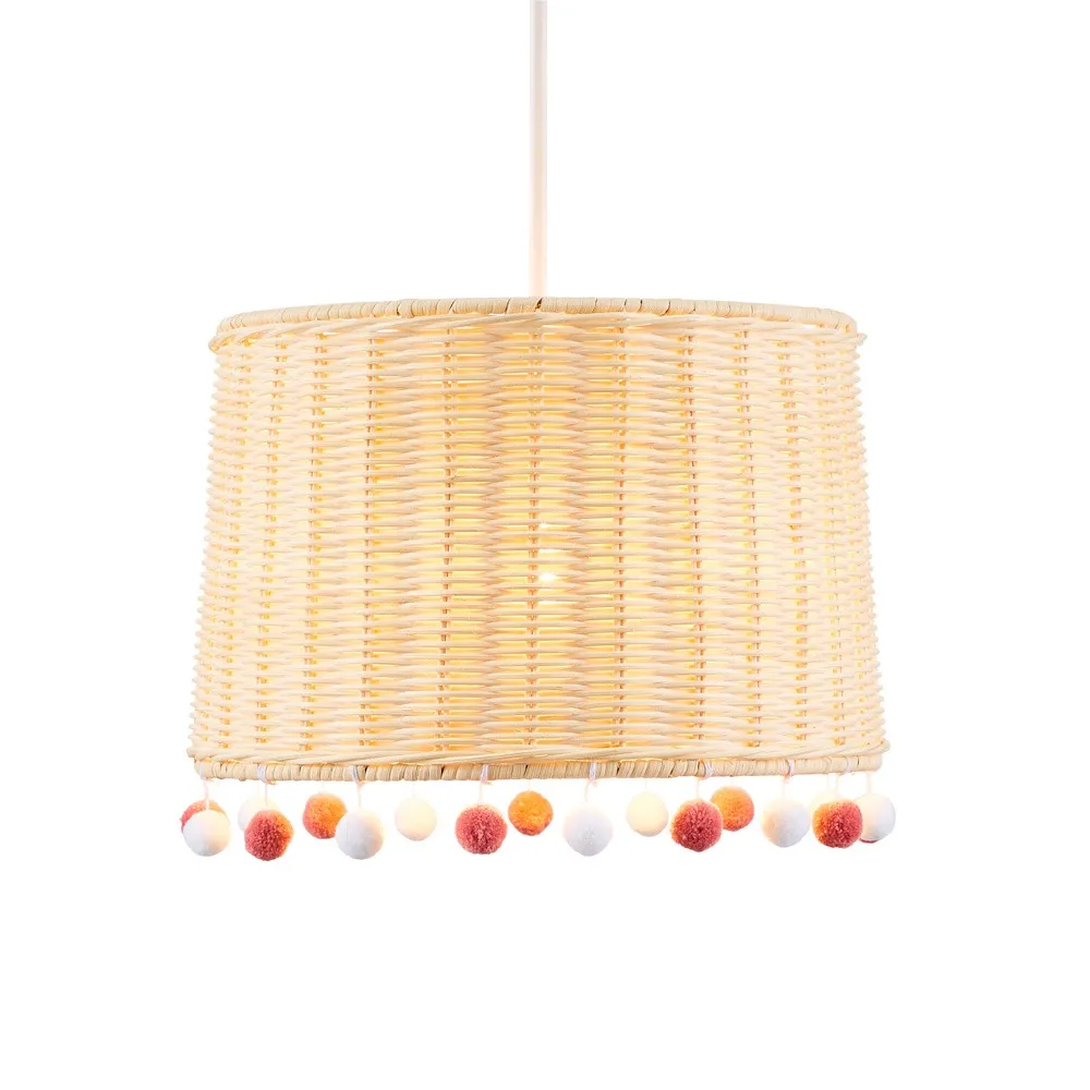 Glow Rattan Pom Pom Easy Fit Shade, Natural