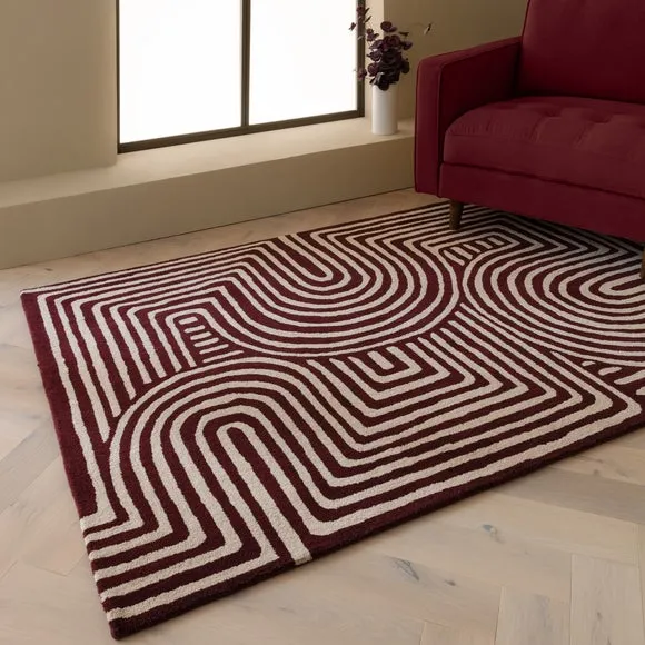 Asiatic Reef Curve Plum Wool Rug 1