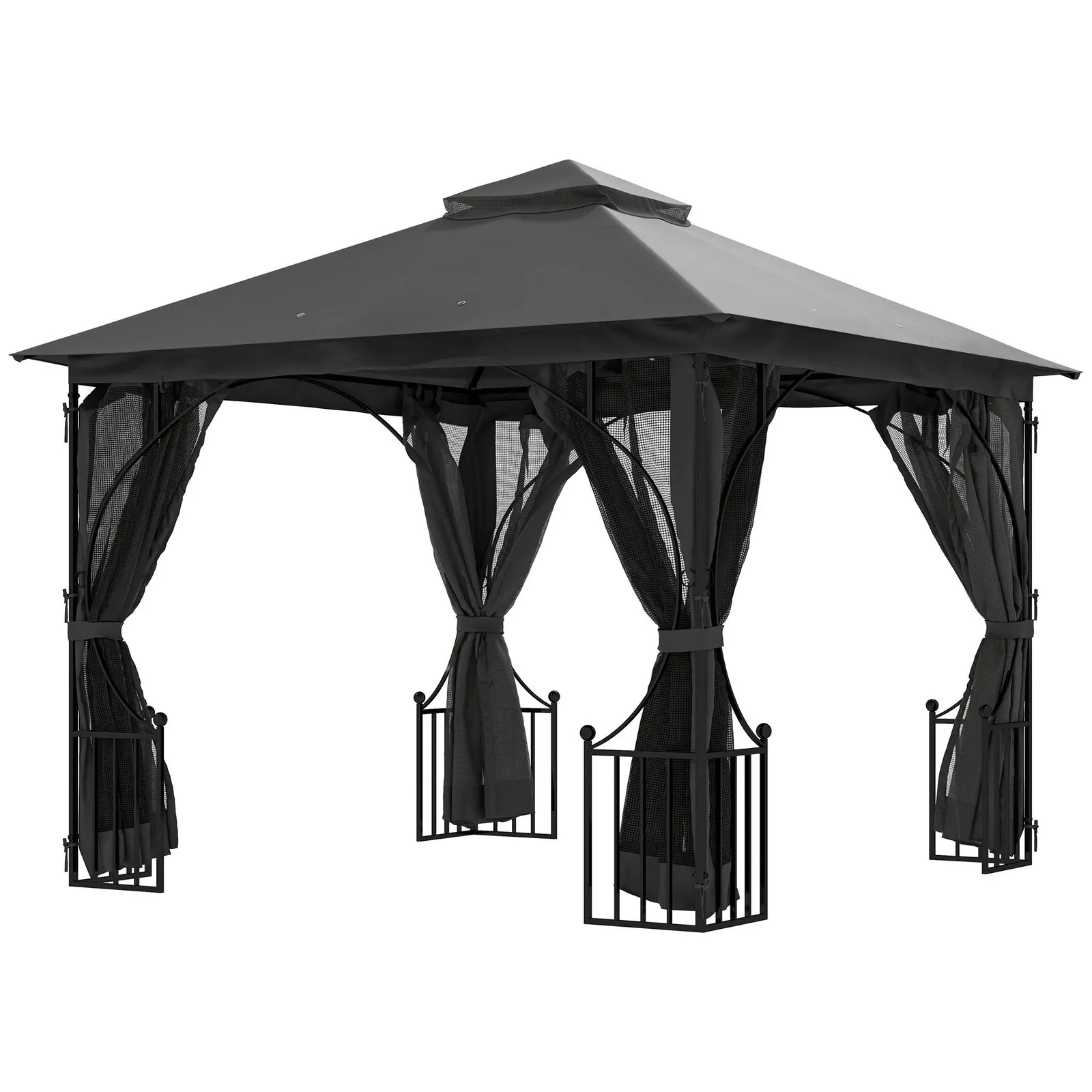 OUTSUNNY Gazebo Party Tent Canopy Sun Shade for Patio Garden 3x3(m) in Dark Grey 2