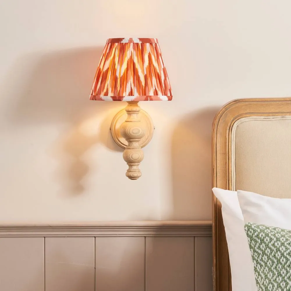 Netlighting Bibury Ash Wall Light Orange Fabric Zigzag Shade 20cm B22 in Brown 2