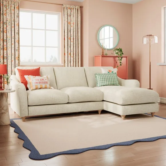 Hattie Slub Faux Linen Corner Chaise 1