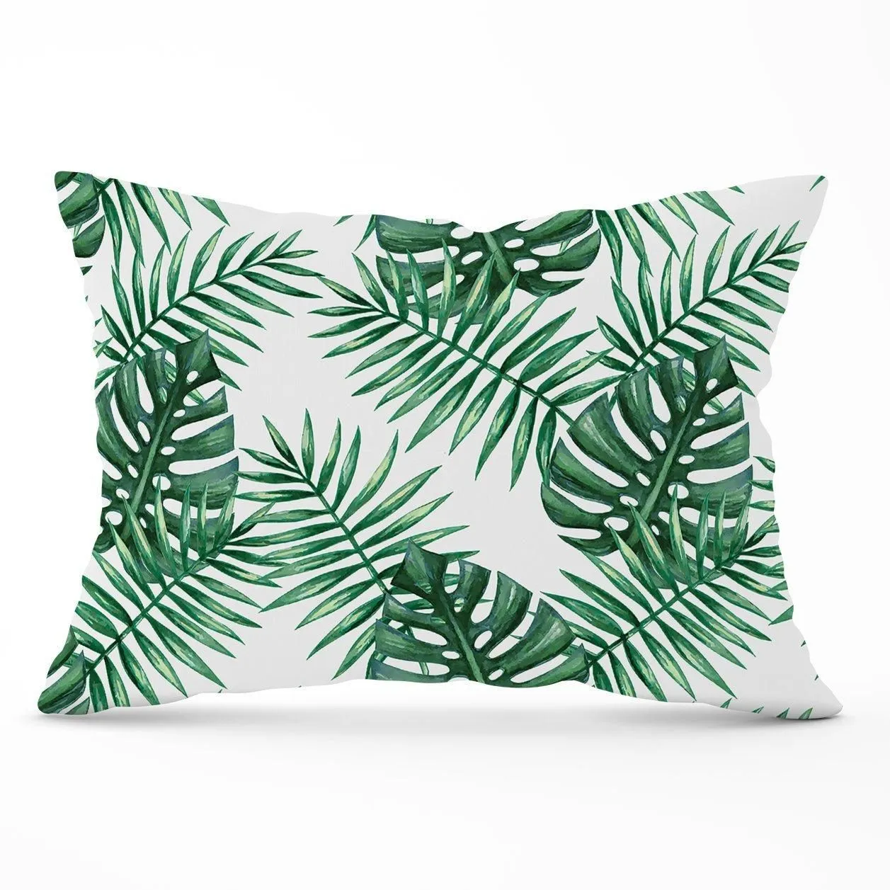 Warren Reed - Designer Watercolour Tropical Leaves Cushions in Green