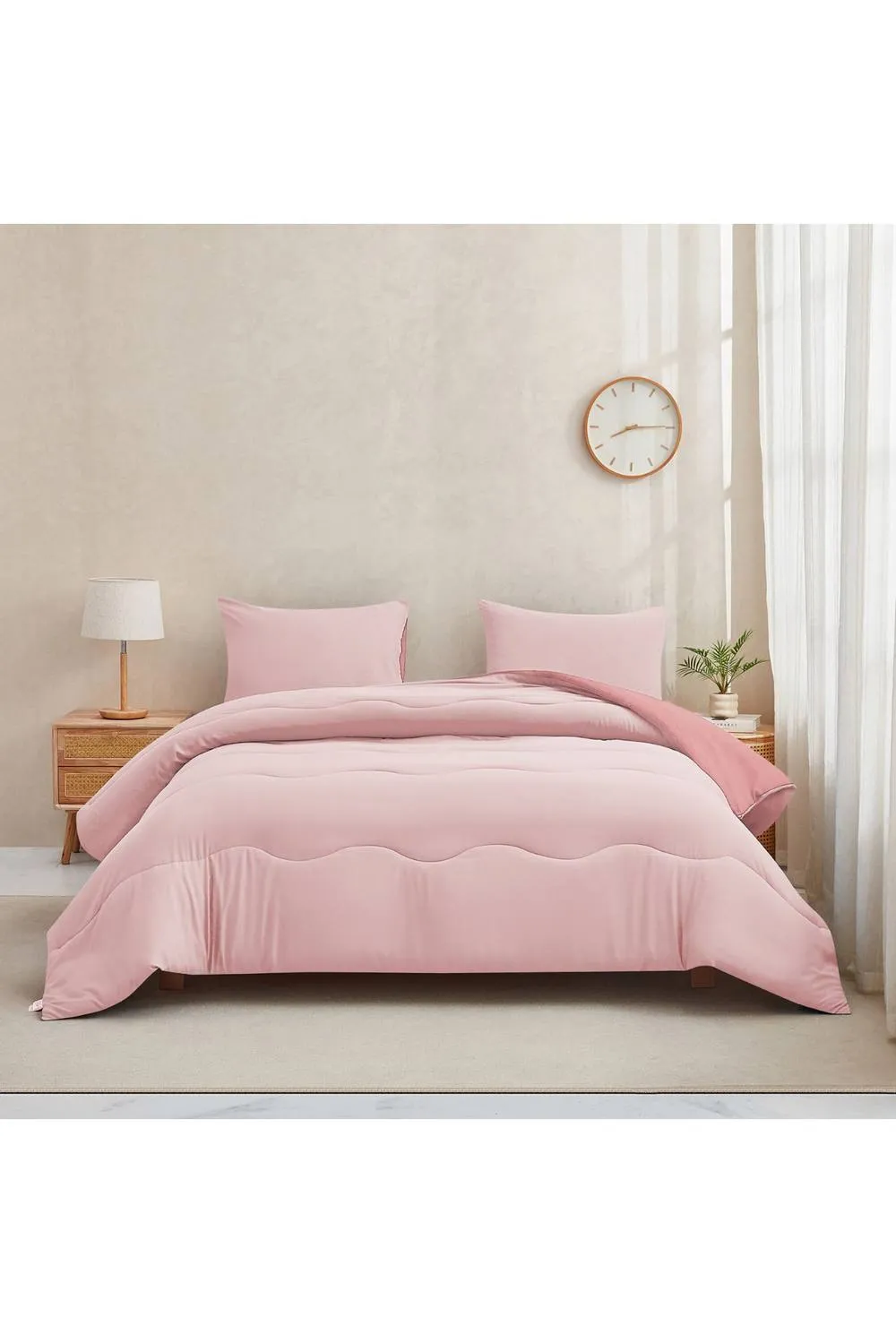 Ezysleep 10.5 Tog Soft Coverless Reversible Duvet Set with Pillowcase Cover in Pink 3