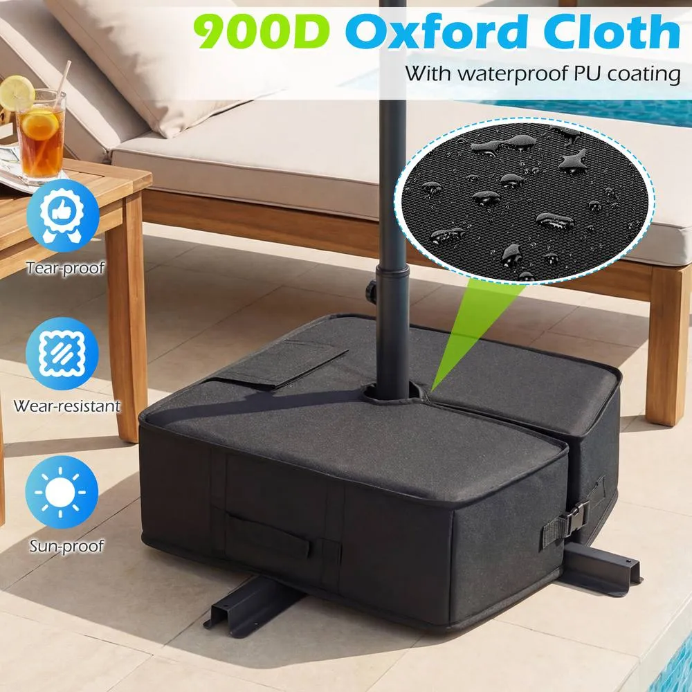 Costway Umbrella Base Weight 40 kg Sand-fillable Bag w/ Handles Umbrella Stand in Black 5