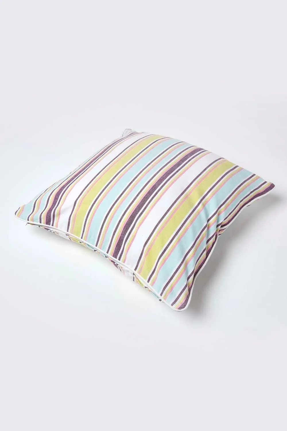 Homescapes Cotton Osaka Green Stripe Cushion Cover 4