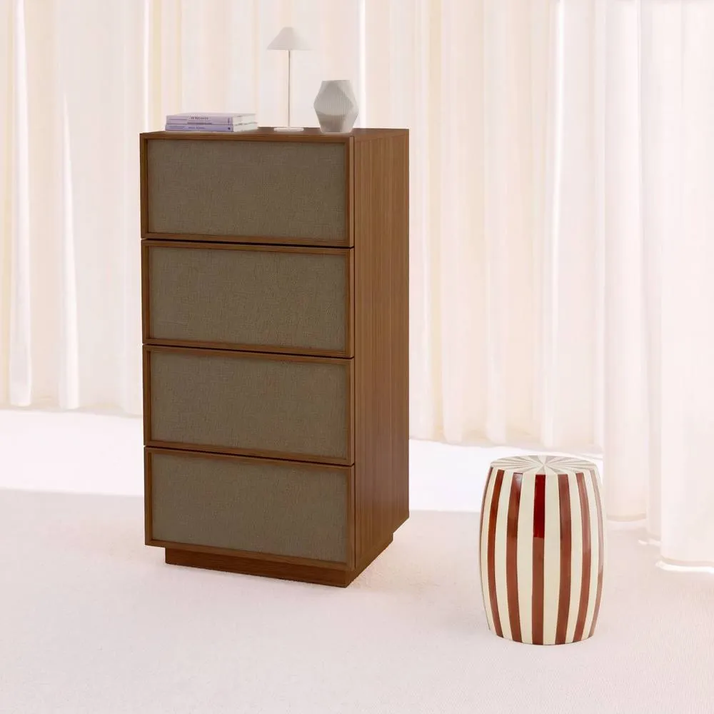 sweeek Tallboy chest of 4 drawers wood decor & fabric in Dark Brown 5