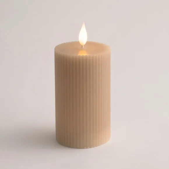 LED Tap Out Ribbed Pillar Candle 3