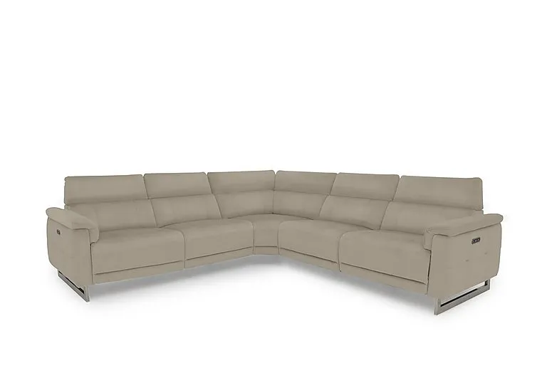 Moet Large Leather Power Recliner Corner Sofa with Telescopic Headrests - Oyster