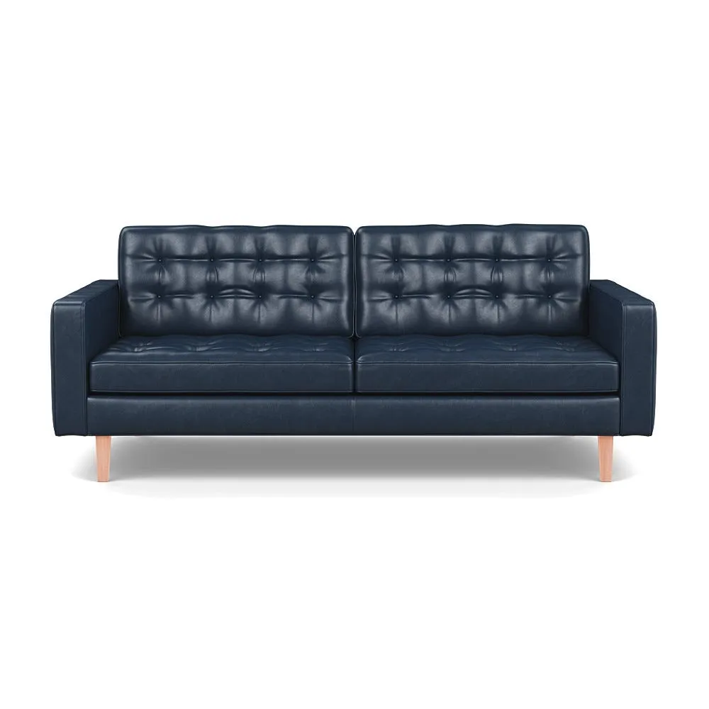 Heal's Hepburn 3 Seater Stonewash Leather Navy Blue 279 Natural Feet 1