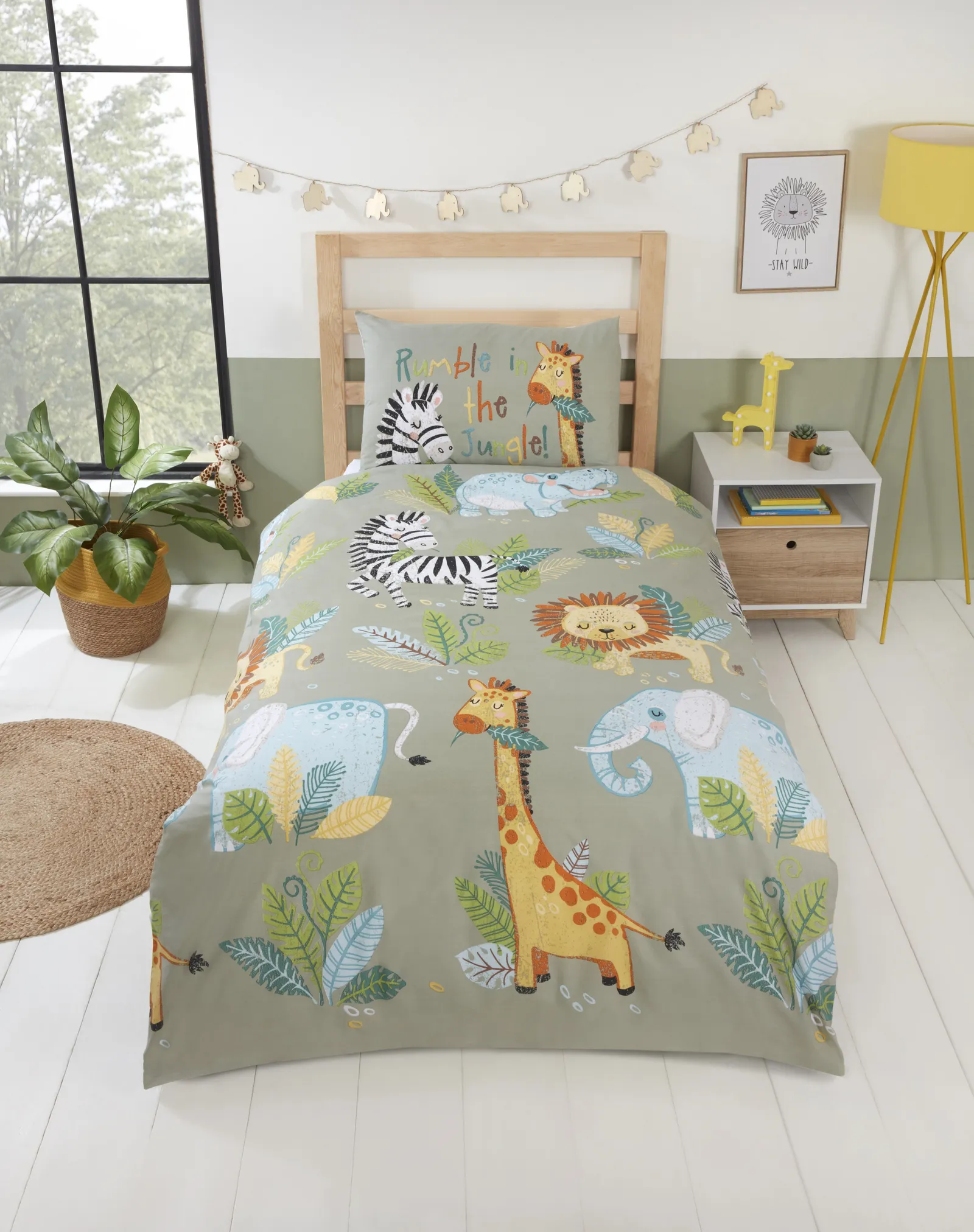 Rapport Home Rumble In The Jungle Duvet Cover Set with Pillowcase in Green