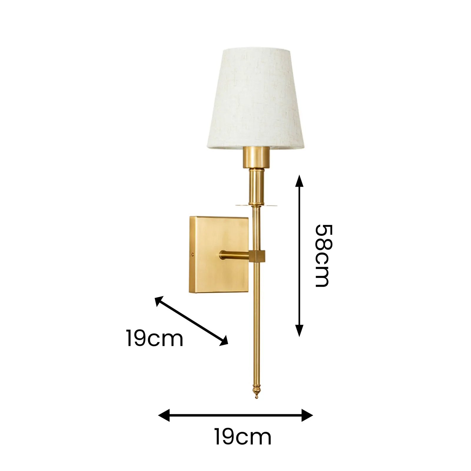 ValueLights Kincaid Rechargeable Single Easy Fit Dimmable Remote Control Wall Light with Shade in Metallic Gold 5