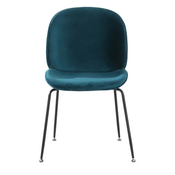 Fusion Living Luxurious Velvet Dining Chair with Black Metal Legs 3